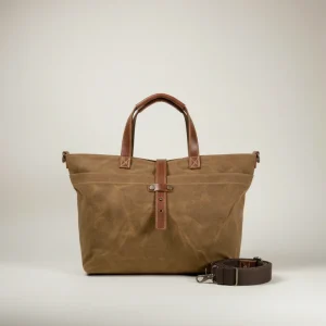 Sac toile cabas business bandoulière cuir - Vue 1 - Sac Toile