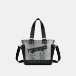 Sac toile cabas rayé bandoulière ajustable - Vue 1 - Sac Toile