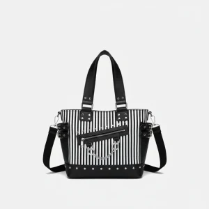 Sac toile cabas rayé bandoulière ajustable - Vue 1 - Sac Toile