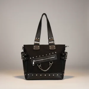 Sac toile cabas structuré noir - Vue 1 - Sac Toile