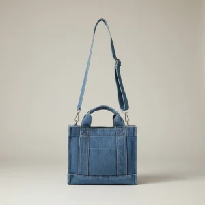 Sac toile carré jean bandoulière - Vue 1 - Sac Toile