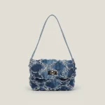 Sac toile porté épaule en jean - Vue 1 - Sac Toile