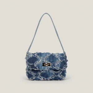 Sac toile porté épaule en jean - Vue 1 - Sac Toile