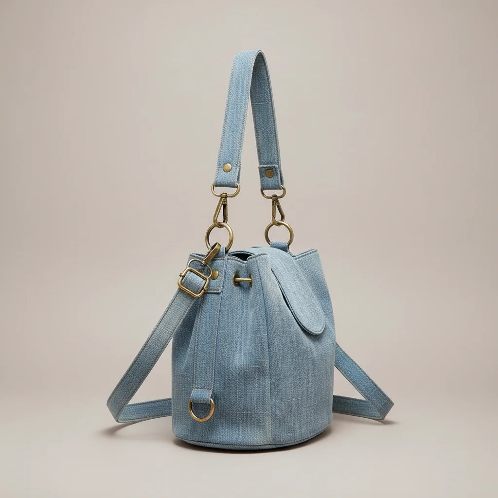 Sac toile seau bandoulière jean - Vue 2 - Sac Toile