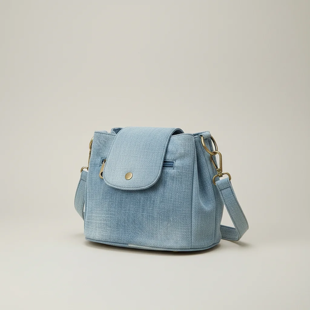 Sac toile seau bandoulière jean - Vue 4 - Sac Toile