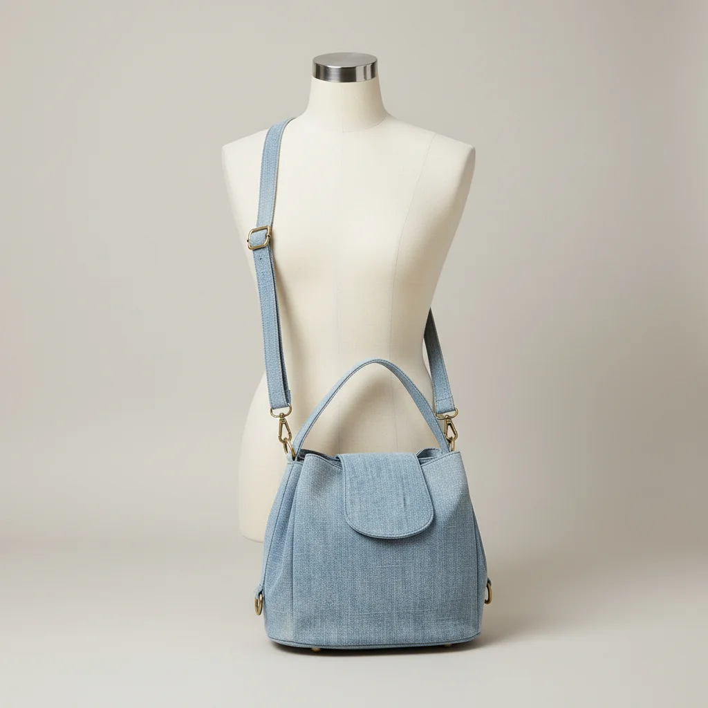 Sac toile seau bandoulière jean - Vue 5 - Sac Toile