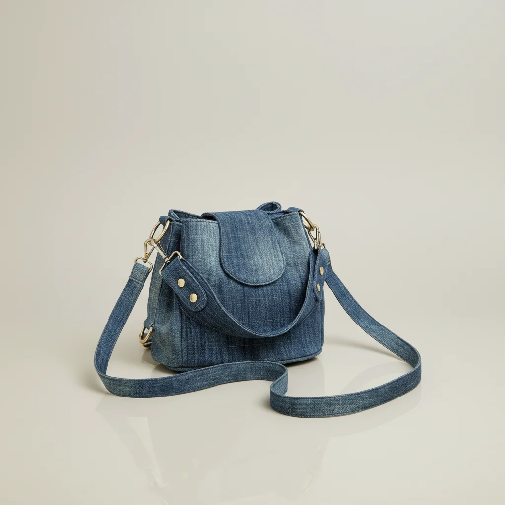 Sac toile seau bandoulière jean - Vue 8 - Sac Toile